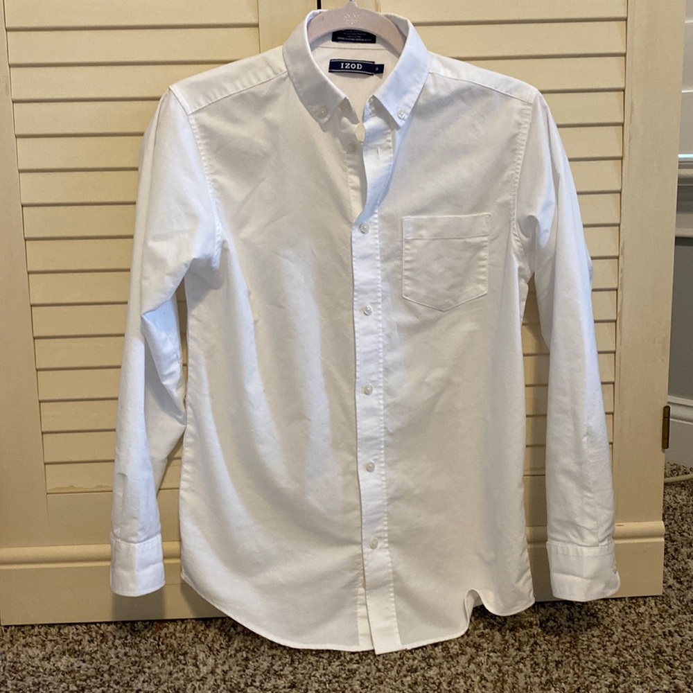 Boys 16 white Izod dress shirt EUC